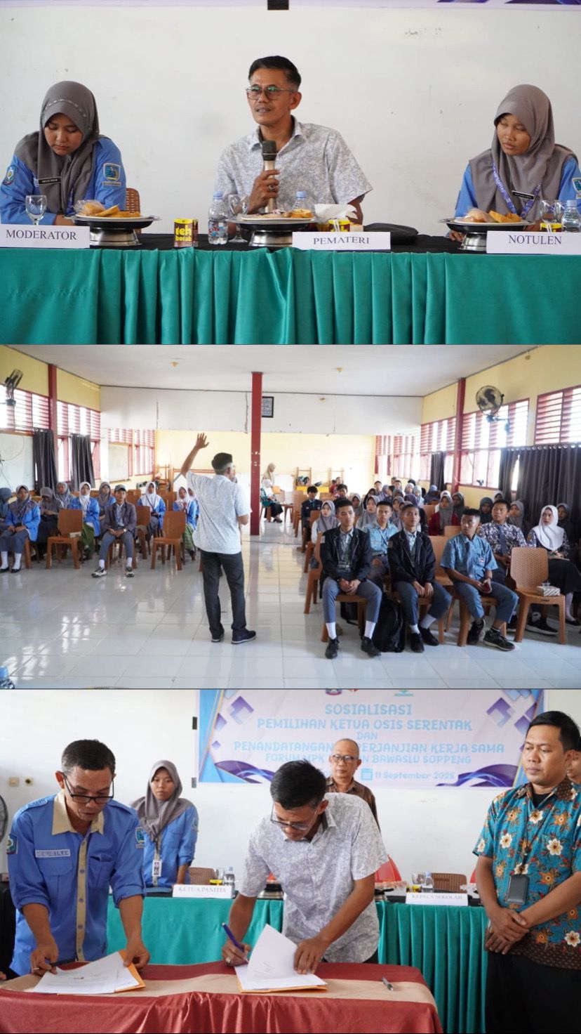 Bawaslu Soppeng & Forum Pelajar Teken Pakta Integritas, Siap Kawal Pemilu OSIS dengan Sistem E-Voting