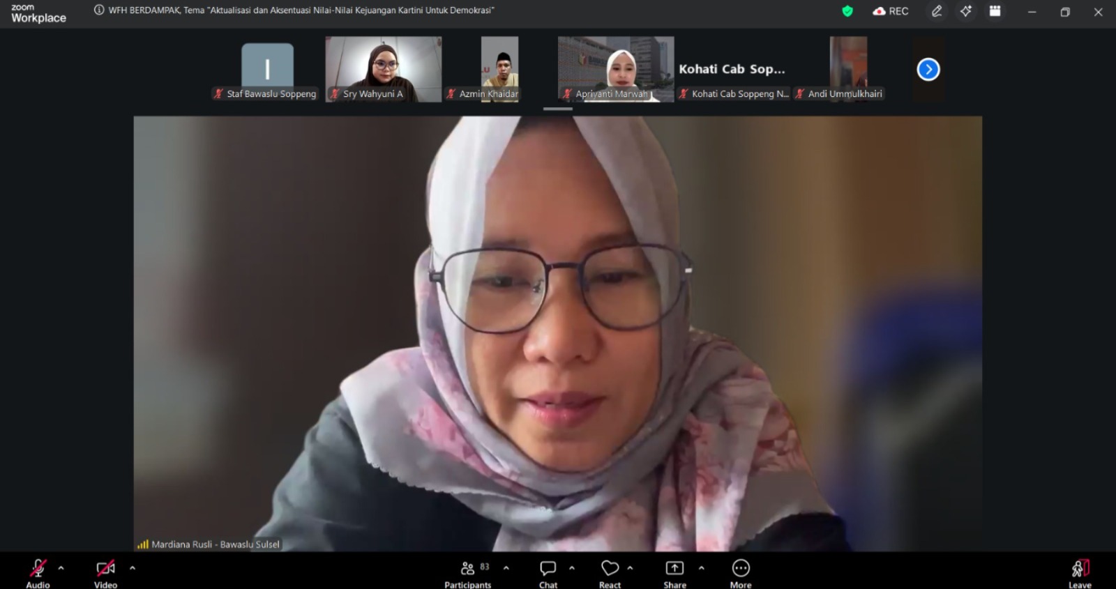 Diskusi WFH Berdampak, Mardiana Rusli: Bawaslu Soppeng Miliki Perspektif Perempuan yang Sangat Baik